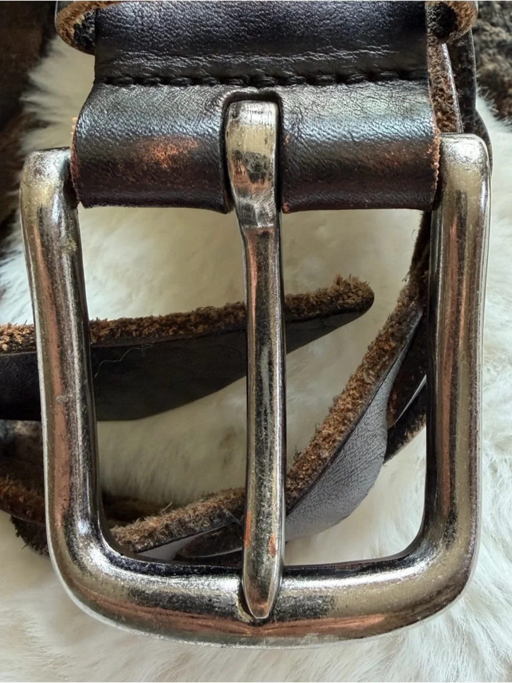 Vintage Braided Leather Belt Brown Silver Buckle Size 31–37.5 Boho Western